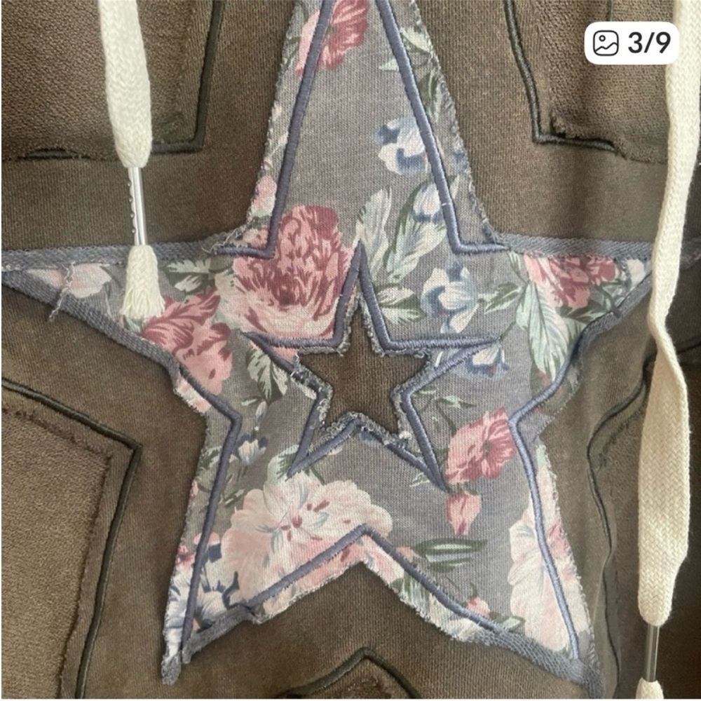 POL Star Floral Patterned Women's Hoodie Long Sleeve Top - Picture 5 of 10